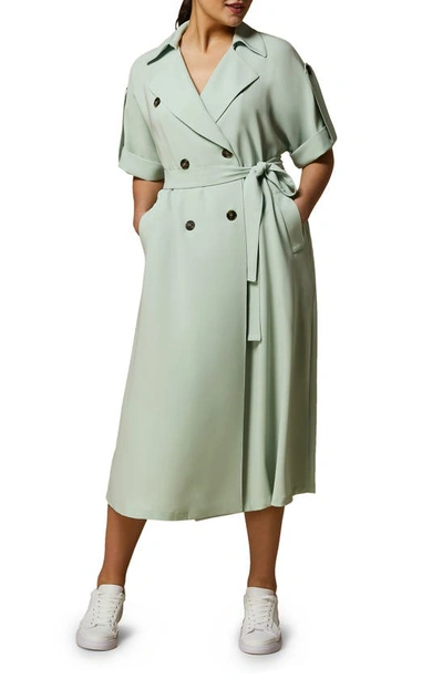Shop Marina Rinaldi Cady Coat Dress In Pastel Green