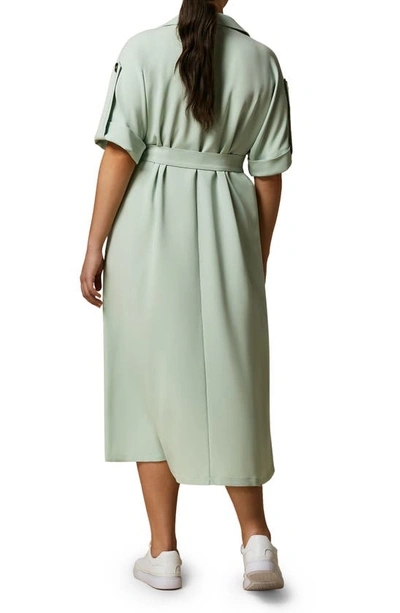 Shop Marina Rinaldi Cady Coat Dress In Pastel Green