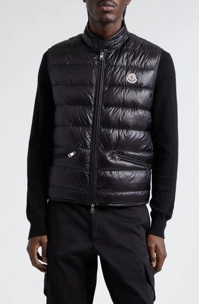 Moncler High Collar Puffer Quilted Sleeveless Jacket In Black