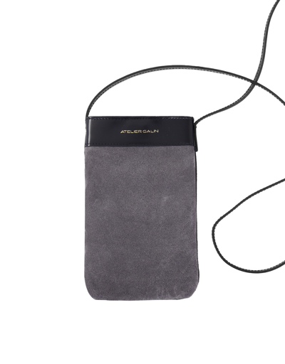 Shop Atelier Galin Designer Handbags Mila Gris Phone Crossbody Bag In Gray