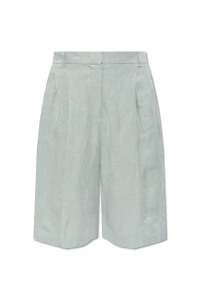 Shop Emporio Armani Pleat Front Shorts In Blue