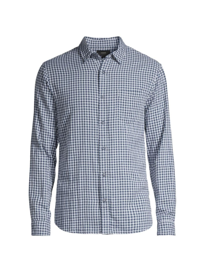 Shop Vince Men's Mojave Plaid Button-front Shirt In Deep Indigo Optic White