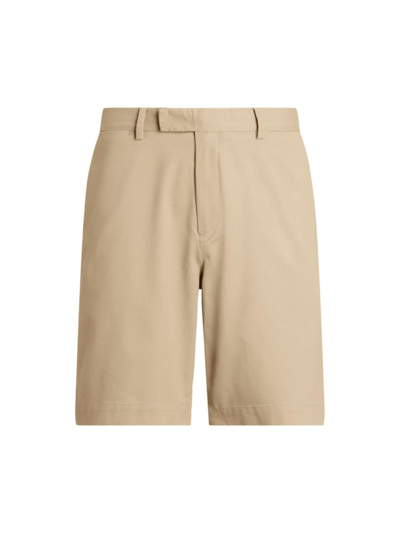 Shop Polo Ralph Lauren Men's Stretch-twill Flat-front Shorts In Classic Khaki