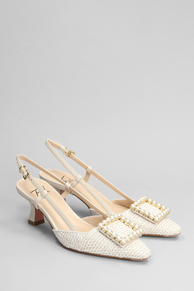 Shop Roberto Festa Stefi Pumps In Beige Leather And Fabric