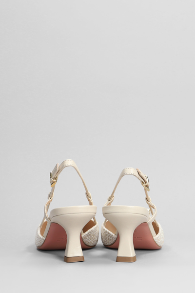 Shop Roberto Festa Stefi Pumps In Beige Leather And Fabric