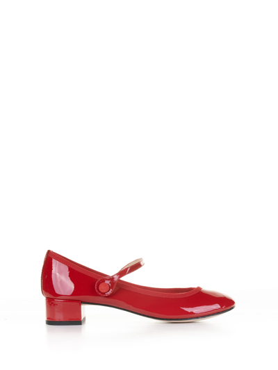 Shop Repetto Ballerina In Shiny Leather With Strap In Flamme
