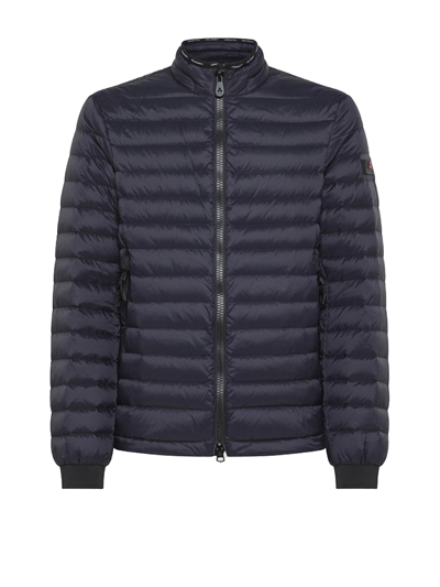 Shop Peuterey Blue Quilted Down Jacket With Zip And Collar