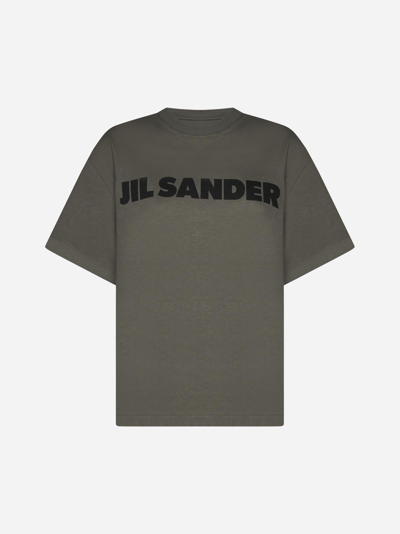 Shop Jil Sander Logo Cotton T-shirt In Green