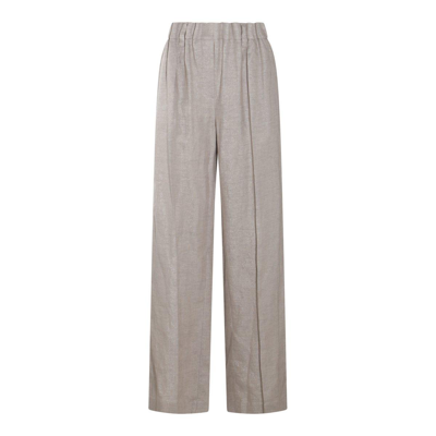 Shop Brunello Cucinelli Elasticated Waistband Trousers In Grey