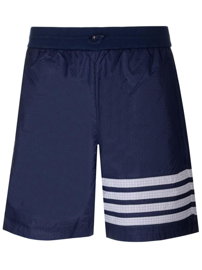 Shop Thom Browne 4-bar Stripe Detailed Shorts In Navy