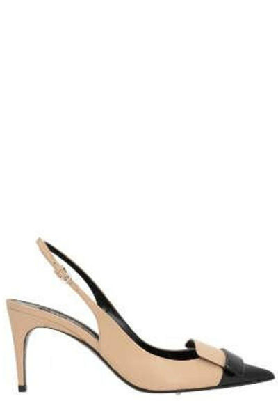 Shop Sergio Rossi Sr1 Two-toned Slingback Pumps In Beige