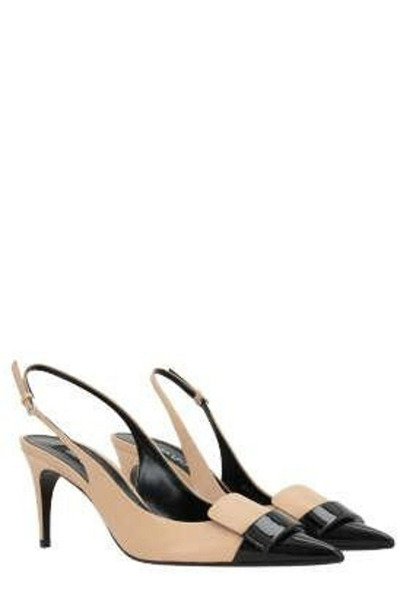 Shop Sergio Rossi Sr1 Two-toned Slingback Pumps In Beige