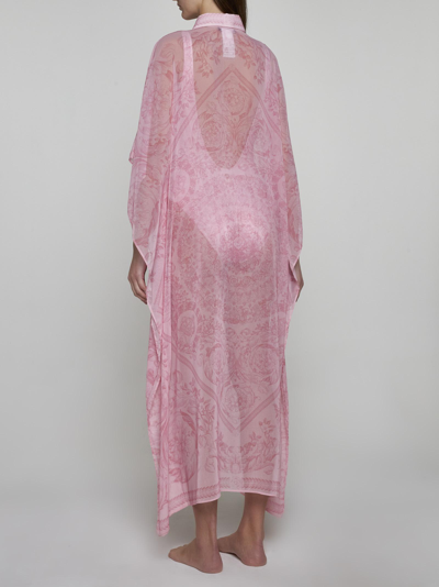 Shop Versace Barocco Print Kaftan In Pink