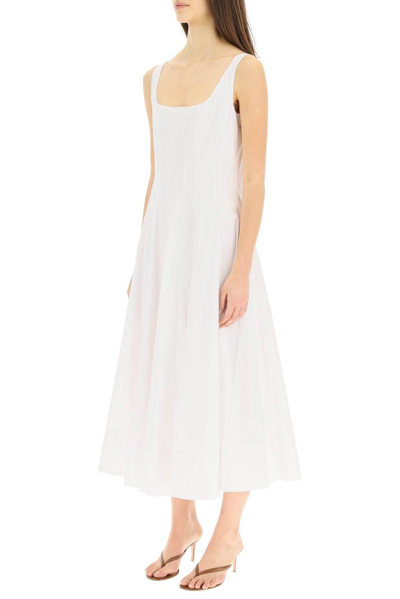 Shop Staud Wells Pleated Corset-waist Long Dress In White