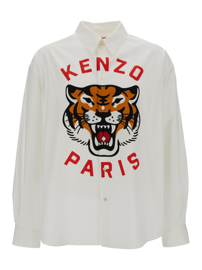 Shop Kenzo Lucky Tiger Shirt In White