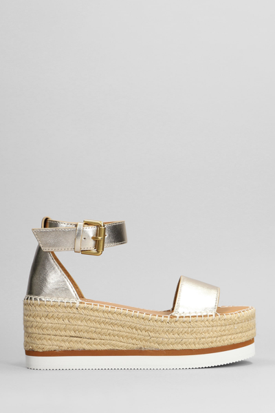 Shop See By Chloé Glyn Wedges In Platinum Leather