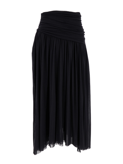 Shop Philosophy Di Lorenzo Serafini Black Longuette Pleated Skirt In Polyamide Jersey Woman