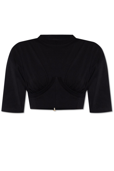 Jacquemus Le Caraco Cropped T-shirt In Nero