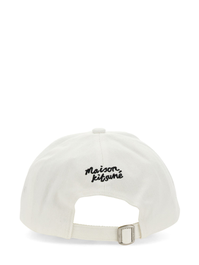Shop Maison Kitsuné Cotton Baseball Cap In Bianco