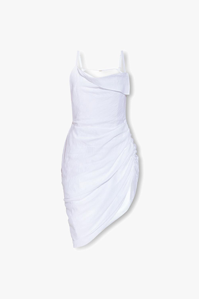 Shop Jacquemus Saudade Slip Dress In Bianco