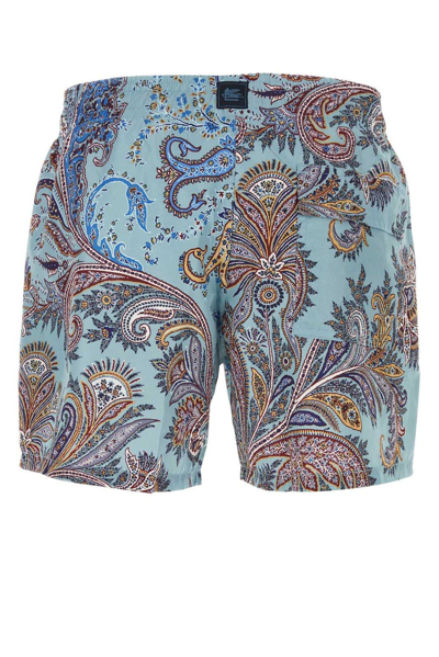 Shop Etro Paisley-printed Swim Shorts In Azzurro