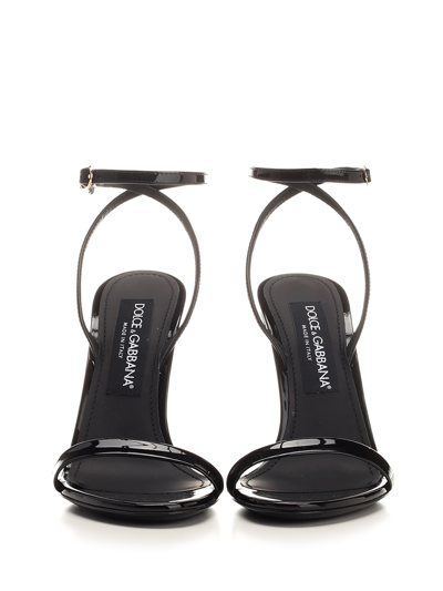 Shop Dolce & Gabbana Dg Patent Leather Sandal In Nero