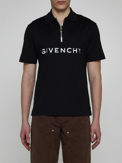 Shop Givenchy Logo Cotton Polo Shirt In Nero