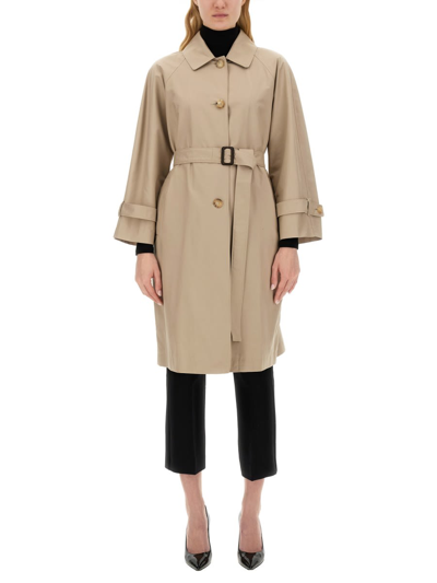 Shop Max Mara Single-breasted Trench Coat The Cube In Beige