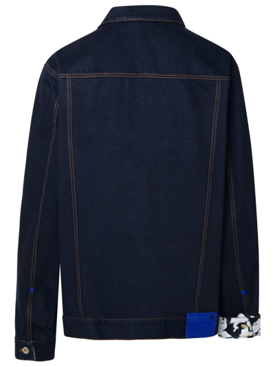 Shop Burberry Logo-patch Buttoned Denim Jacket In Blu