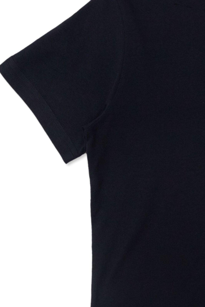Shop Moncler Logo Patch Crewneck Cropped T-shirt In Blu