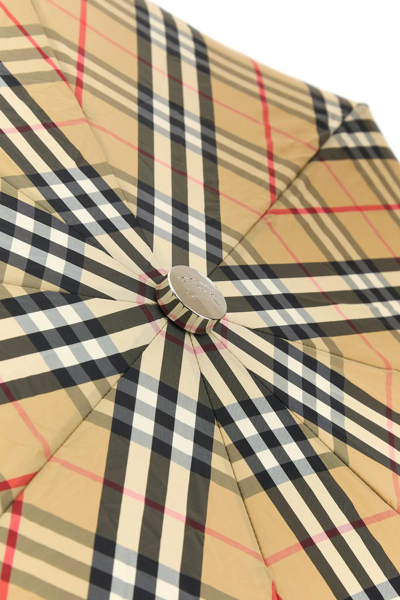 Shop Burberry Printed Nylon Umbrella In Beige