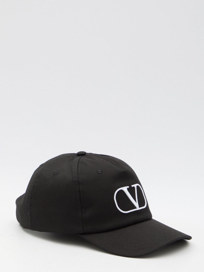 Shop Valentino Logo Embroidered Baseball Cap In Nero