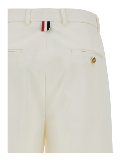 Shop Thom Browne White Relaxed Pants With 4bar Rwb Detail In Cotton Woman