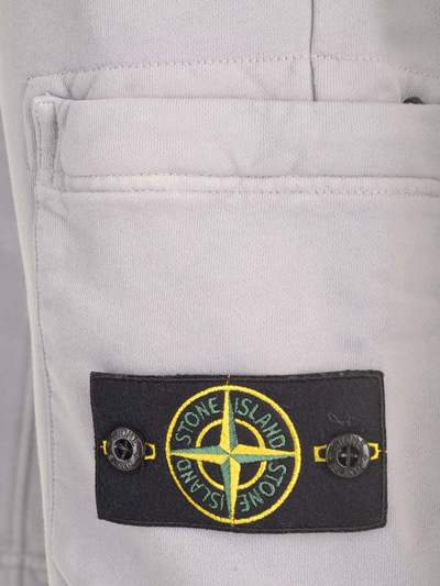 Shop Stone Island Grey Cargo Bermuda Shorts