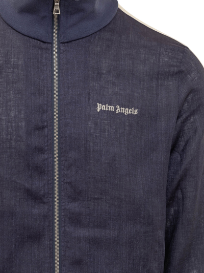 Shop Palm Angels Linen Sweatshirt In Navy Blue