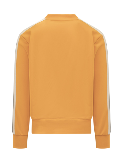 Shop Palm Angels Sweatshirt With Track Logo In Orange-off White