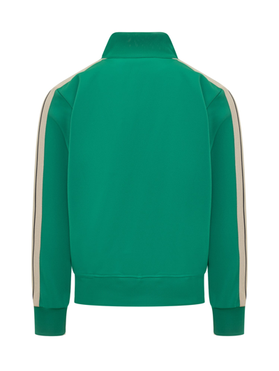 Shop Palm Angels Sweatshirt With Logo In Green-off White