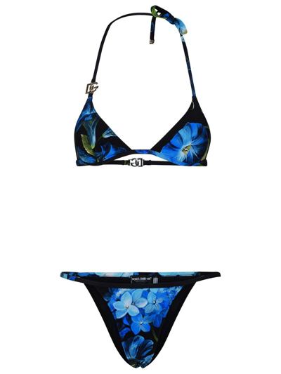 Shop Dolce & Gabbana Bluebell Printed Bikini Set In Nero