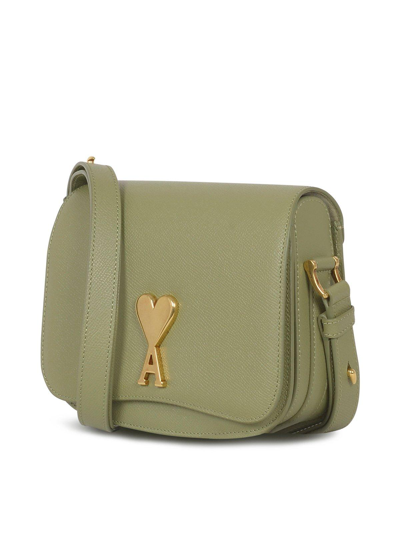 Shop Ami Alexandre Mattiussi Logo Plaque Foldover Top Shoulder Bag In Green