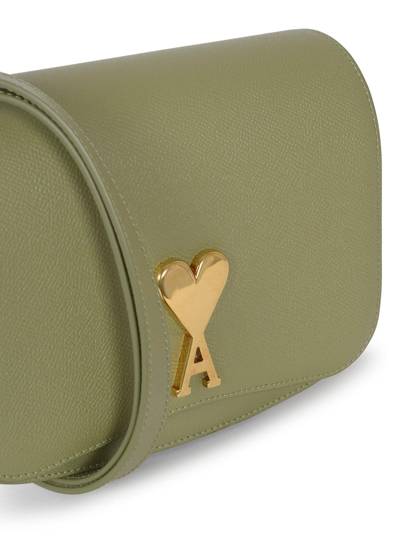 Shop Ami Alexandre Mattiussi Logo Plaque Foldover Top Shoulder Bag In Green