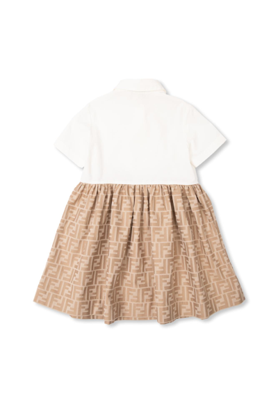 Shop Fendi Kids Monogrammed Dress In Beige