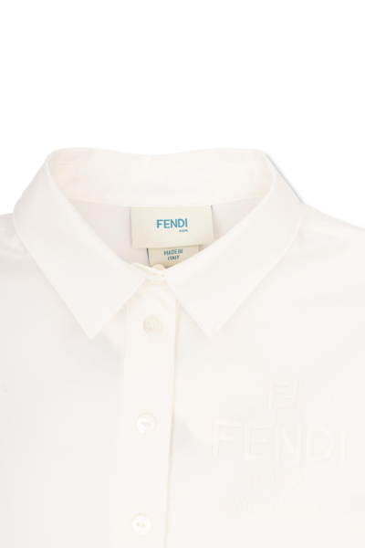 Shop Fendi Kids Monogrammed Dress In Beige