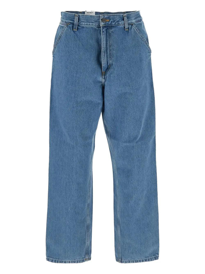 Shop Carhartt Single Knee Pants In Blu