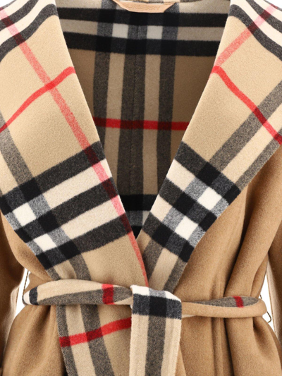 Shop Burberry Tie-waist Hooded Wrap Coat In Beige
