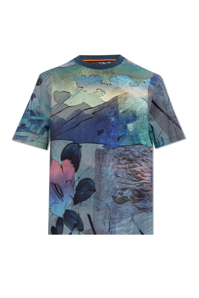 Shop Paul Smith Printed T-shirt In Navy