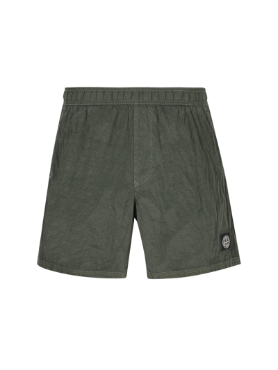 Shop Stone Island Logo Patch Swimming Shorts In Verde