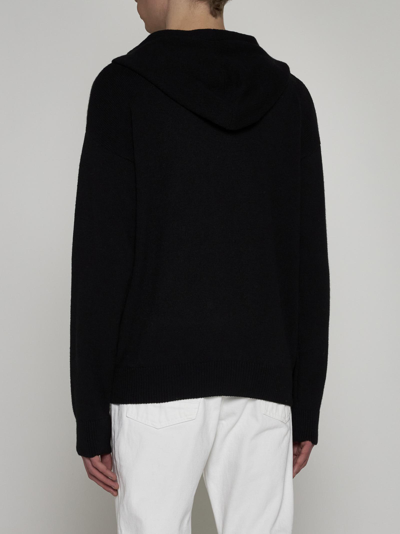 Shop Palm Angels Monogram Wool-blend Hooded Sweater In Nero