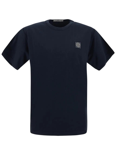 Shop Stone Island Cotton T-shirt In Blu