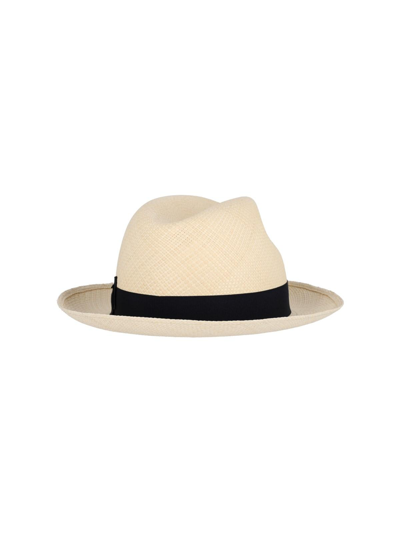 Shop Borsalino Panama Straw Hat In Blu