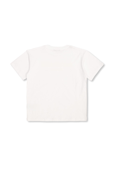 Shop Balmain Kids T-shirt With Logo In Bianco E Giallo